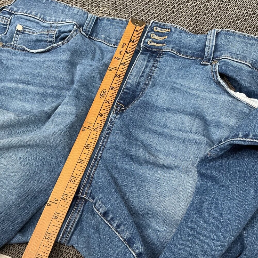 Torrid Womens Plus Size 22R Blue Distressed Strech Jeggings Super Soft Raw Hem - Picture 6 of 10